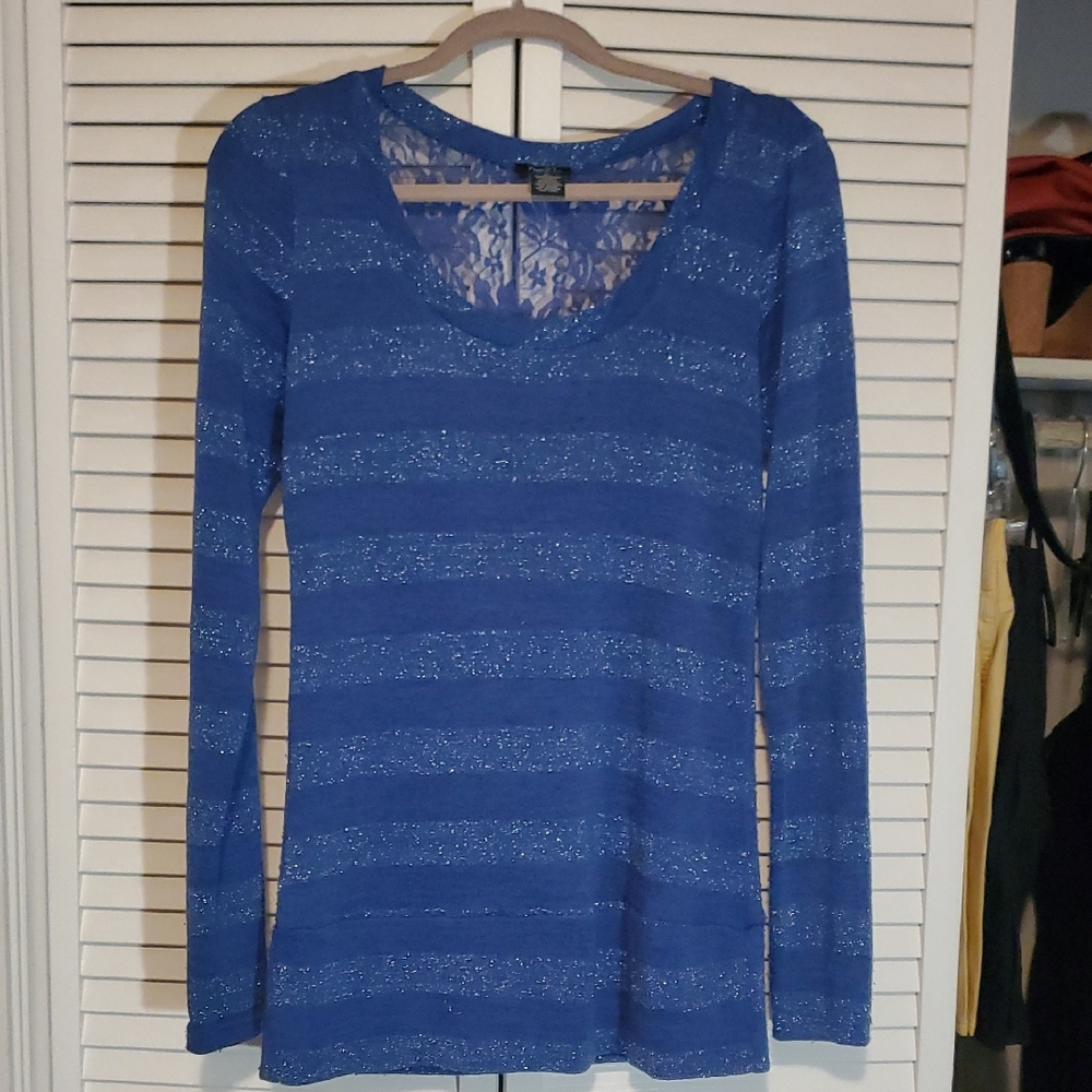 Blue Striped Long Sleeve Top